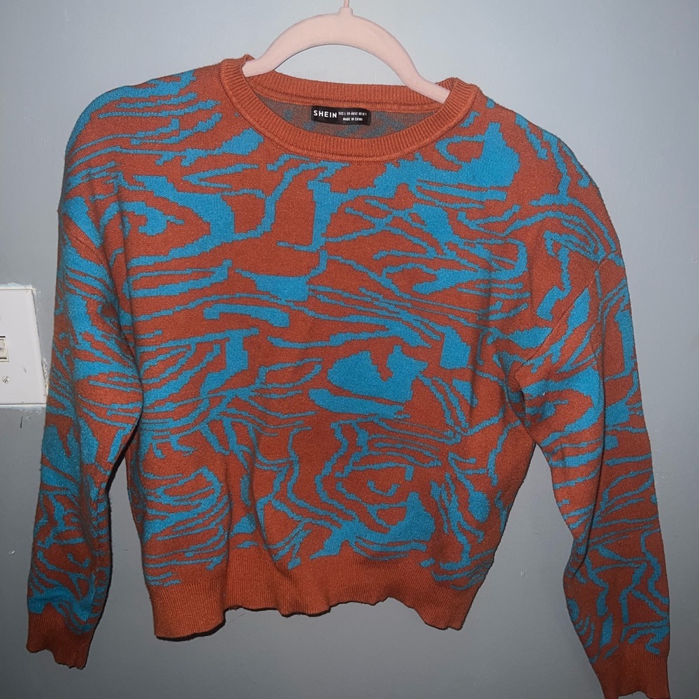 Orange and blue sweater SHEIN